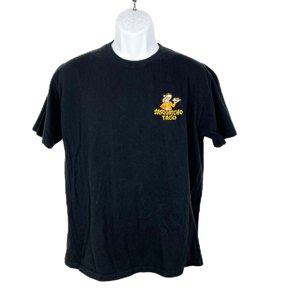 Sasquatcho Taco Shirt Men Large Black Short Sleeve Optima Prime Food Truck Tee